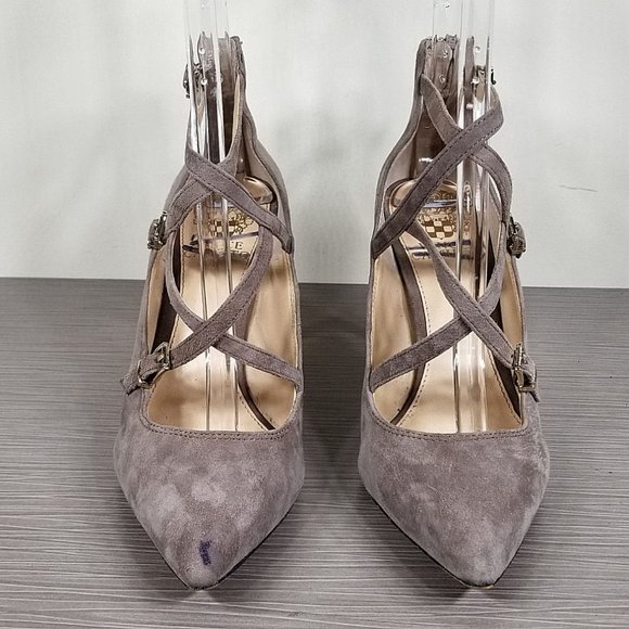 Vince Camuto Neddy Pointy Toe Pump, Brown Suede, Womens Size 7.5 / 37.5 - Picture 2 of 12